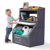 Step2 Lift & Hide Gray 38" Tall Plastic Toddler Bookcase and Kid Toy Box and Toy