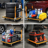 Simpli-Magic Foldable Platform Push Cart Dolly, Steel Flatbed & Swivel Casters
