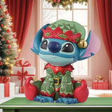 14.75" Disney Traditions Stitch Elf Christmas Statue with Real Jingle Bells