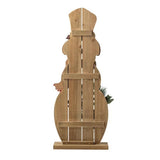 Glitzhome 36" Wooden Snowman Porch Décor with Floral Wreath and Metal Leaves