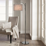 Bridgeport Designs Everett Downbridge Floor Lamp – Adjustable Reading Lamp with Linen Shade, Light Diffuser & LED Bulb