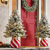 Member’s Mark 4' Pre-Lit Flocked Topiary with Ornament Base, 60 LED Lights & Timer