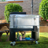 Permasteel 120-quart Galvanized Steel Rolling Cooler with Cover - Party Cooler