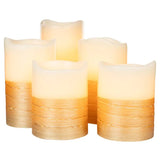 Fusion Gold Flameless LED Wax Pillar Candles with Fairy Lights, 5 Piece Set