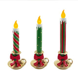 Pre-Lit Nostalgic Candlestick Décor with Flickering LED Flames & Timer, Set of 3