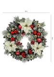 30" CGH White Poinsettia Pre-Lit Artificial Christmas Wreath with 50 LED Lights