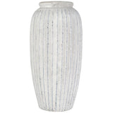 Elements Rustic Ceramic Temple Vase - Stoneware Decorative Vase w/ Ridged Finish
