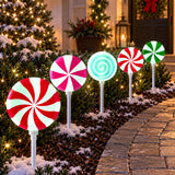 Member’s Mark 5-Piece Pre-Lit Peppermint Lawn Stakes with 100 Cool White LED Lights