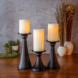 10-Pc Fusion Flameless LED Wax Candle Set Metal Holders Tapers, Pillars & Remote