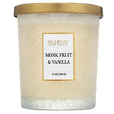 Bellevue 12 oz. Luxury Embossed Glass Candle, 4-pack Soy Blend Fragranced Wax