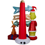 Dr. Seuss 7.5' Pre-Lit Grinch Airblown Inflatable with Max, Gifts & Animated Sign