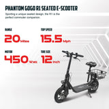 Phantom R1 Seated Electric Bike, Foldable 450W Rear Hub Motor Electric Scooter