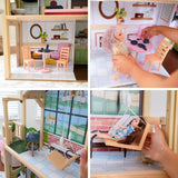 KidKraft 43" Pop-Up-N-Play Wooden Dollhouse, Fully Assembled with 51 Accessories