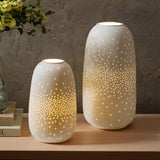 Set of 2 Evergreen LED Porcelain Lantern - Decorative Handmade Porcelain Lantern