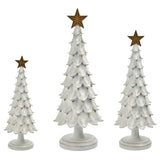 3-Piece Wood-Inspired Holiday Tree Set, Whitewashed Resin Christmas Trees Décor