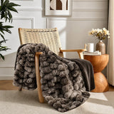 Life Comfort Contour Faux Fur Throw, 60x70 Reversible Soft Cozy Textured Blanket
