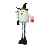Glitzhome 38" Adjustable Lighted Fabric Ghost with Telescoping Legs and LED Eyes