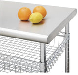 Seville Classics Stainless Steel Kitchen Cart, Storage Basket & Locking Wheels