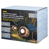KODA Solar LED Rock Spotlight Set, 2-Pack 25LM Faux Stone Landscape Accent Light