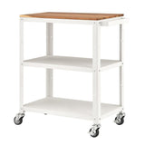 Seville Classics Stainless Steel Kitchen Cart, Storage Basket & Wheels Workspace