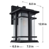 Lutec Craftsman Style Wall Lantern – Matte Black Aluminum Light with Glass Panel