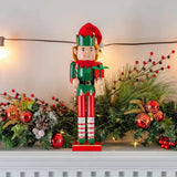 Ornativity 15" Wooden Christmas Elf Nutcracker with Candy Cane and Gift Box