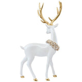 2-Pack 24" & 29" White Reindeer Christmas Greeter Statues w/ Gold Antlers Wreath