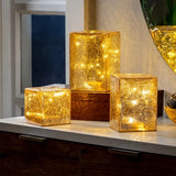 Set of 3 Evergreen LED Glass Cubes or Spheres Towers, 3 Glass Tower w/ 24 Lights