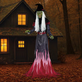 12 ft. Animated Halloween Witch – Motion Sensor, Blinking LED Eyes, Moving Head & Jaw, Sound, Timer & Volume Control