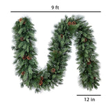 9ft Pre-Lit Artificial Greenery Garland with 150 White & Multicolor Micro LEDs