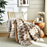 Life Comfort Contour Faux Fur Throw, 60x70 Reversible Soft Cozy Textured Blanket