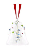 1.75" Swarovski Bell Crystal Christmas Ornament with 305 Facets and Red Ribbon
