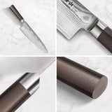 6-Piece Cangshan Sobu Series X-7 Damascus Steel Knife Block Set – Acacia Magnetic Block