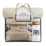 FRYE 3-Pc Faux Rabbit Fur Comforter Set - Basketweave 930 GSM Comforter & Shams