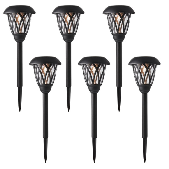 Mainstays Solar Lattice Pathway Lighting Set, 6 Count LED Light with Glass Lens