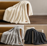 FRYE Luxe Faux Fur Throw 60" × 70" Reversible Plush 1150 GSM Heavyweight Blanket