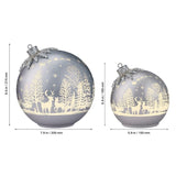 Rotating LED Glass Christmas Ornament Décor Set, Set of 2 Ornaments 6.5" & 8.5"