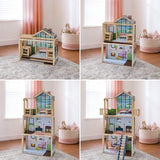 KidKraft 43" Pop-Up-N-Play Wooden Dollhouse, Fully Assembled with 51 Accessories