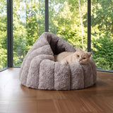 PawsPik 20" 3-in-1 Convertible Plush Cat Cave & Donut Bolster Hideaway Pet House