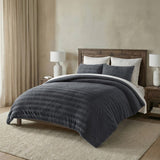 EVERGRACE Textured Velvet Comforter Set, 3-Piece with Down-Alternative Fill