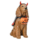 26" Resin Halloween Witch Dog Greeter, Lifesize Dog Welcome Porch Figurine Decor