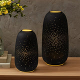 Set of 2 Evergreen LED Porcelain Lantern - Decorative Handmade Porcelain Lantern