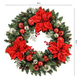 30" CGH Pre-Lit Artificial Christmas Wreath with 50 LED Lights and Timer