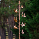 AMES 82.5" Falling Leaf Wind Spinner, Bronze Metal Kinetic Garden Sculpture