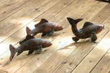 Set of 3 CLYB Metal Koi Fish Garden Statue Set with Antique Copper Verdigris Finish