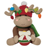 16.5–19.6" Knit Holiday Shelf Sitters, Set of 2, Weighted Christmas Plush Décor