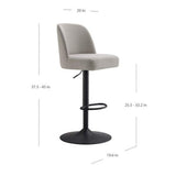 Bayside Furnishings Highland Gas-Lift Adjustable Bar Stool – 360° Swivel Counter & Bar Height Stool