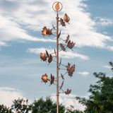 AMES 82.5" Falling Leaf Wind Spinner, Bronze Metal Kinetic Garden Sculpture