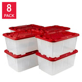 GreenMade 27-Gallon Clear Heavy-Duty Storage Bins with Lockable Lids, 8-Pack