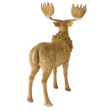 Holiday Time 13.5" H Wood-toned Brown Standing Moose with Christmas Wreath